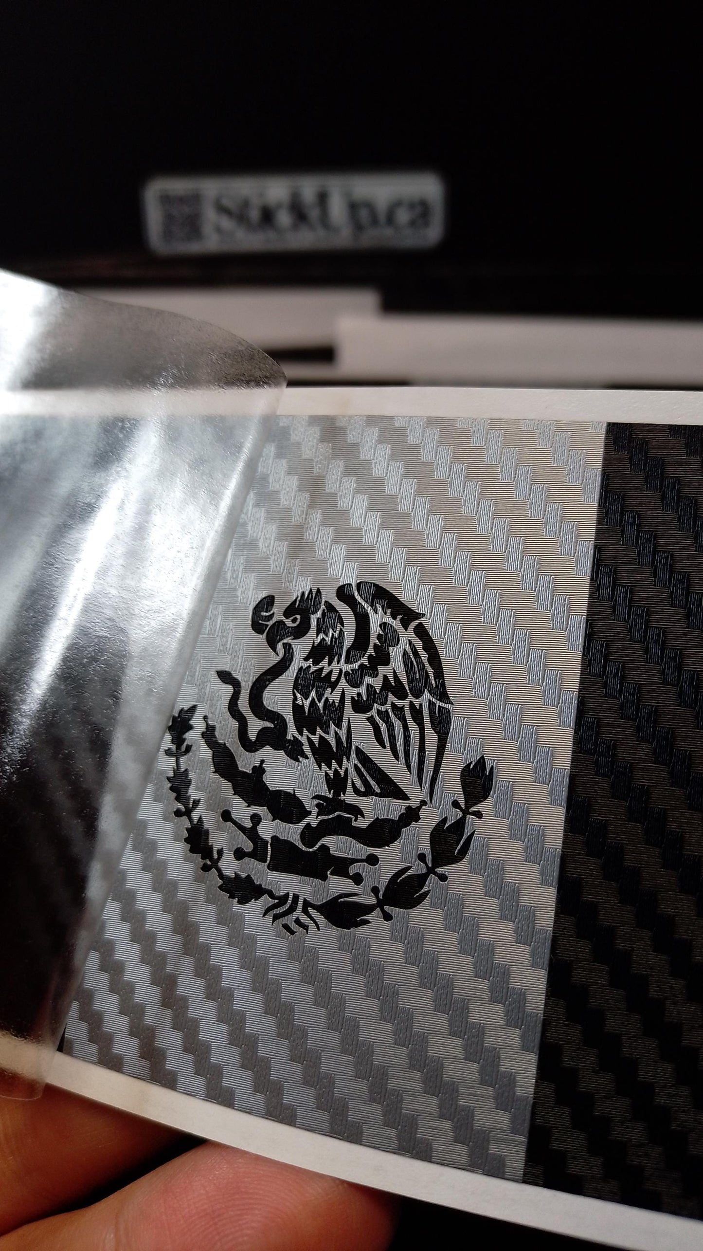 Mexico Flag Vinyl Decal – Carbon Fiber Style – 5.5” – Weatherproof & Handmade