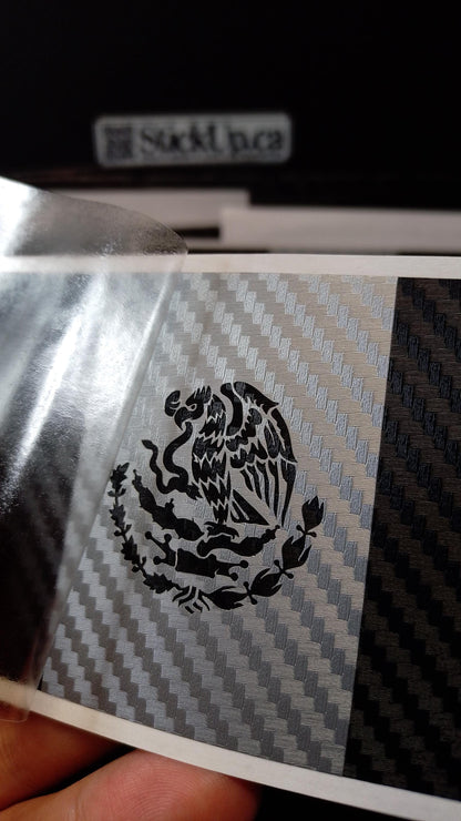 Mexico Flag Vinyl Decal – Carbon Fiber Style – 5.5” – Weatherproof & Handmade