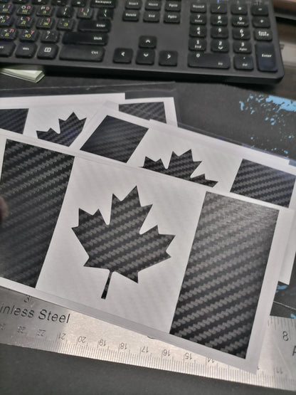 Canadian Maple Leaf Carbon Fiber Decal – Black & White Vinyl