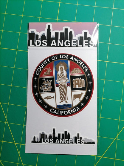 Los Angeles Vinyl Decal Set: Waterproof LA County Seal Stickers