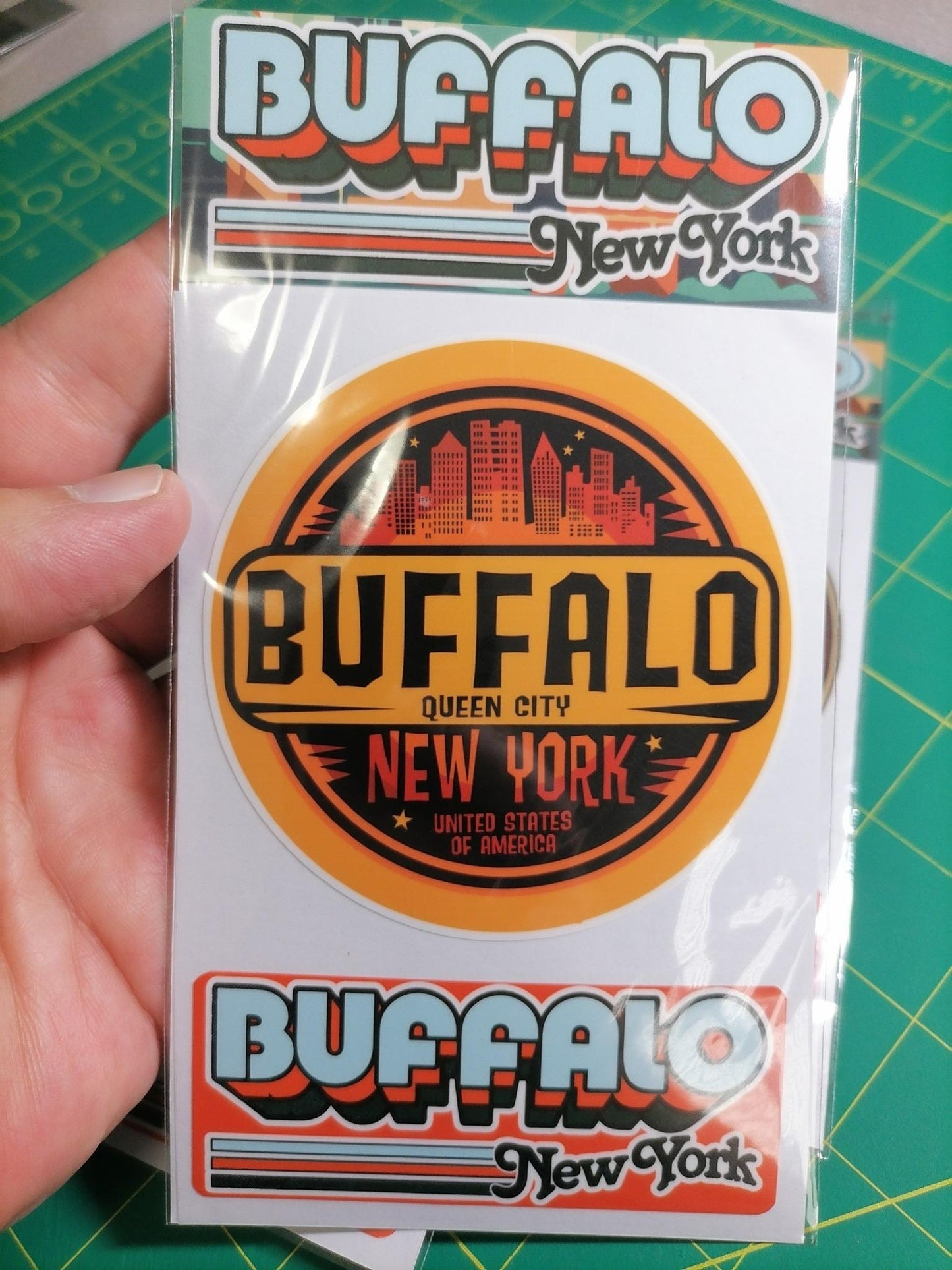 Buffalo New York Sticker Set: Retro City Emblem, Vinyl Decals