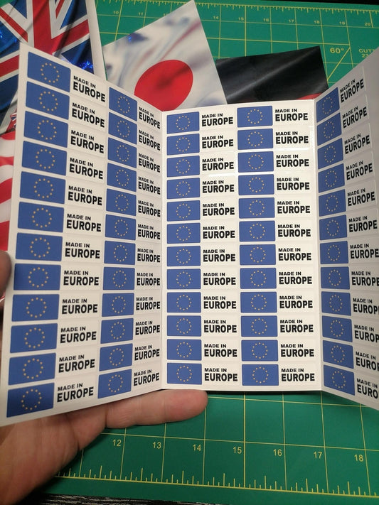Made-In Country Flag Mini Labels – Waterproof Vinyl Stickers – 60 or 120 Pack