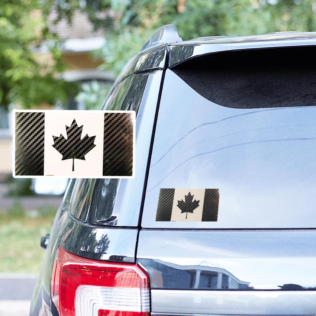 Canadian Maple Leaf Carbon Fiber Decal – Black & White Vinyl