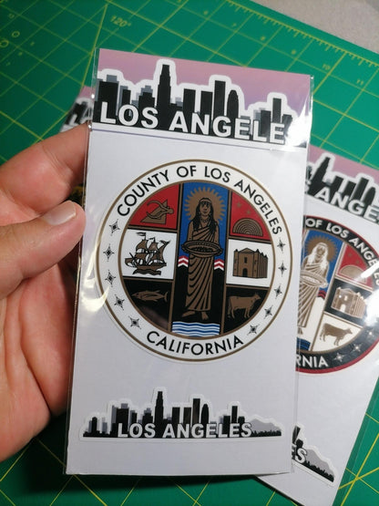 Los Angeles Vinyl Decal Set: Waterproof LA County Seal Stickers