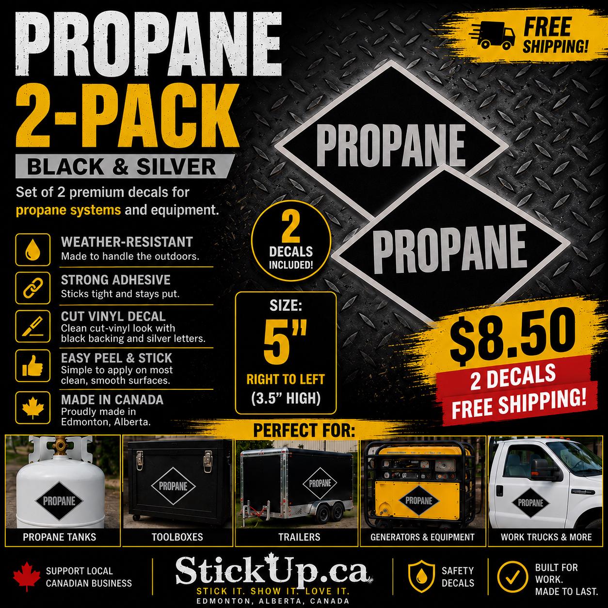 PROPANE Diamond 5" Decal 2-Pack