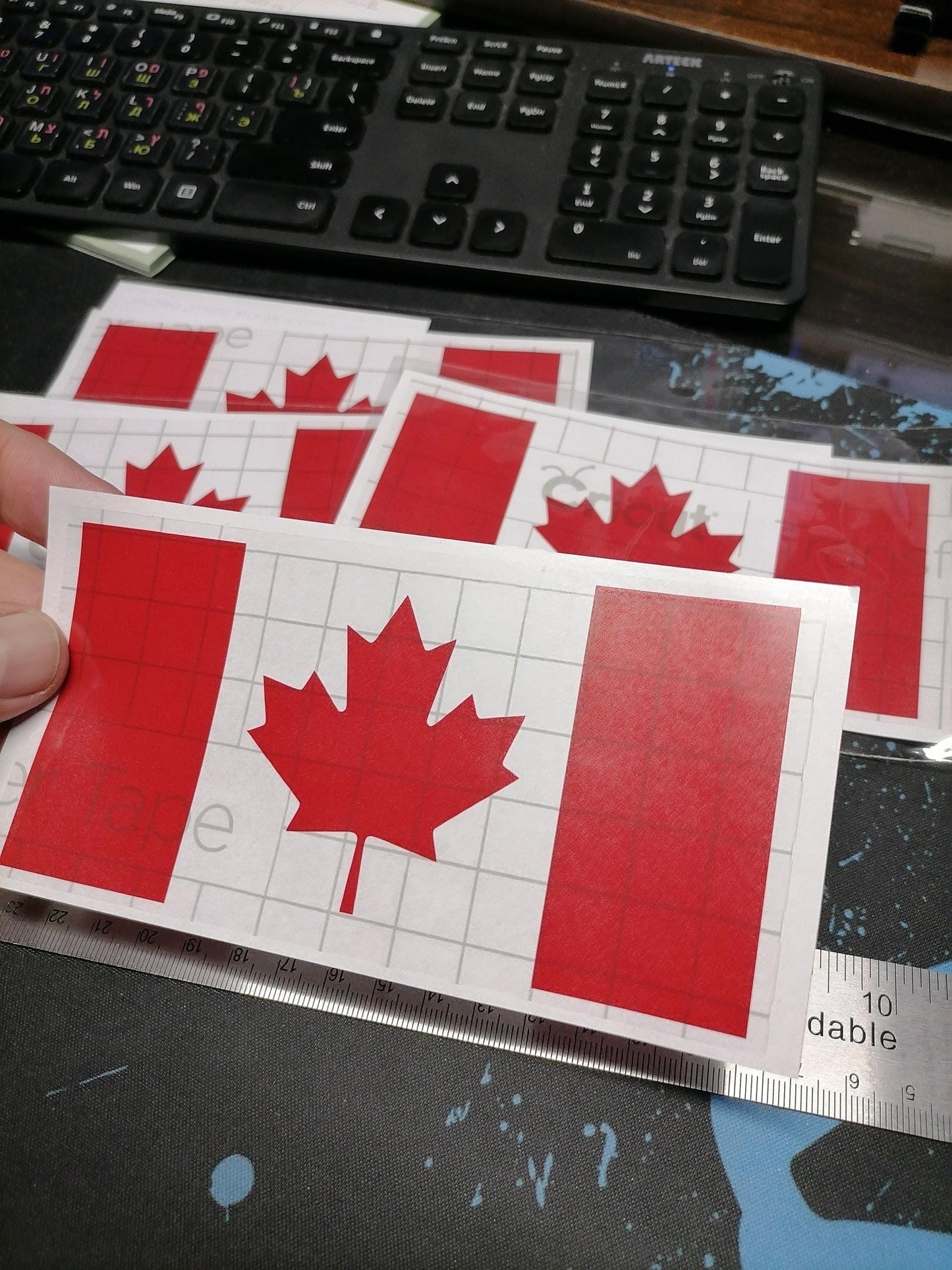 Red Gloss Canadian Flag Decal: Waterproof Vinyl Sticker (5.5” x 2.7”)