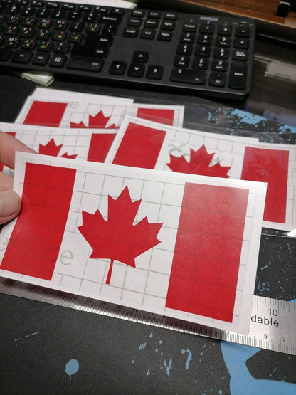Red Gloss Canadian Flag Decal: Waterproof Vinyl Sticker (5.5” x 2.7”)