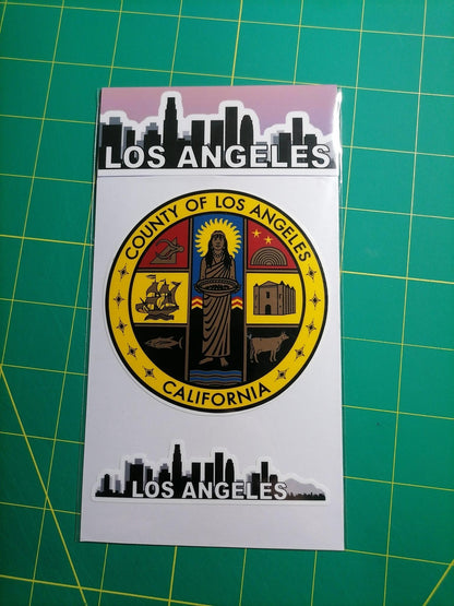 Los Angeles Vinyl Decal Set: Waterproof LA County Seal Stickers