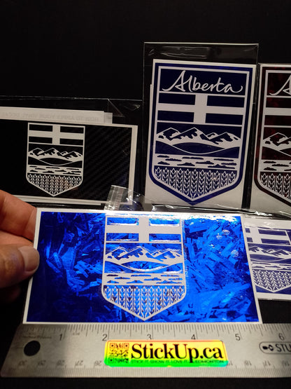 Alberta Crest Vinyl Decal – Carbon Fiber or Forged Finish – 5.5” – Handmade Weatherproof Sticker