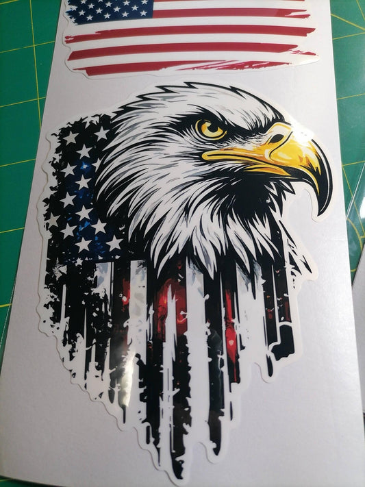 USA Eagle Flag Sticker Pack – 2 pcs – Waterproof Vinyl