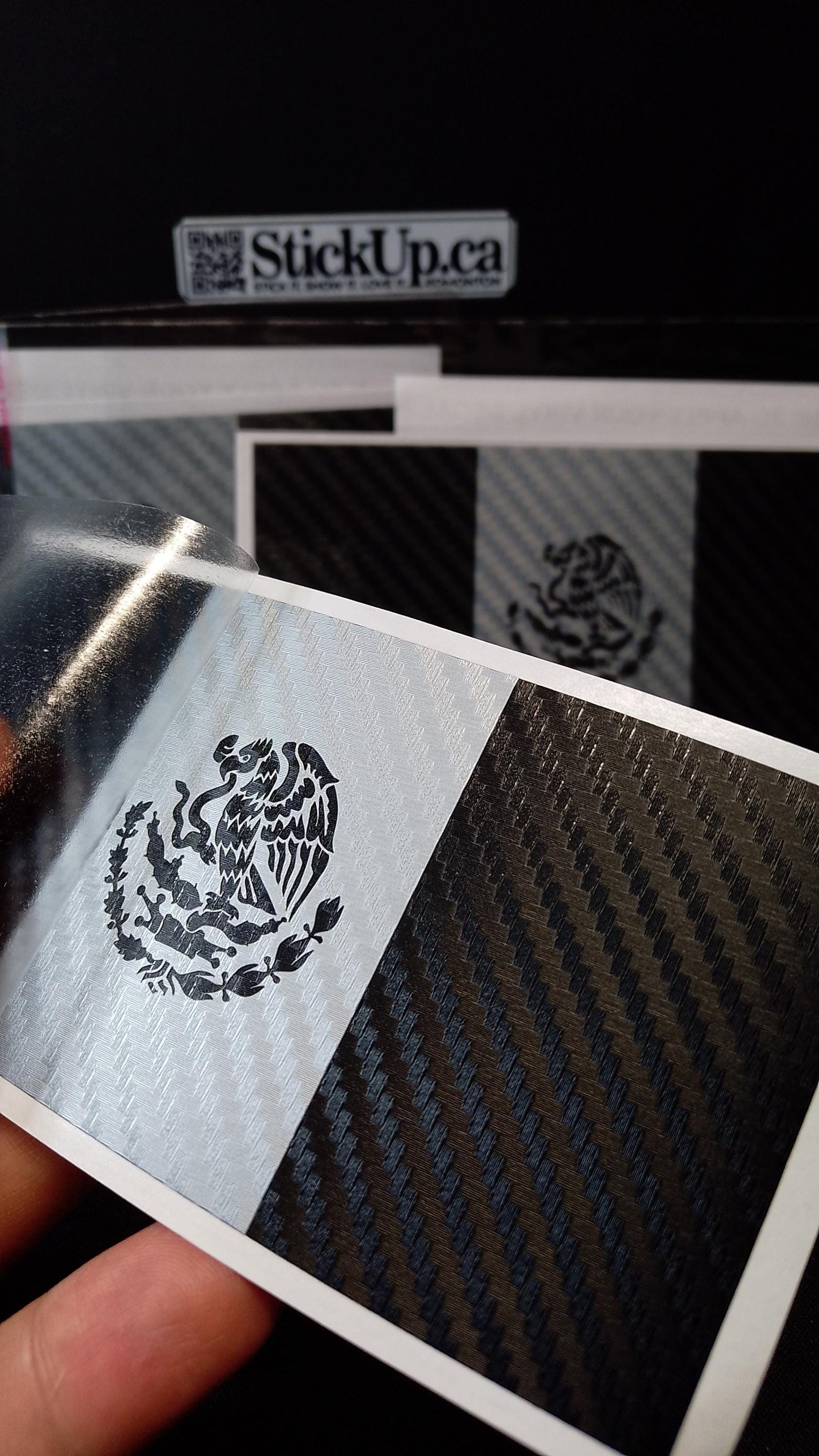 Mexico Flag Vinyl Decal – Carbon Fiber Style – 5.5” – Weatherproof & Handmade