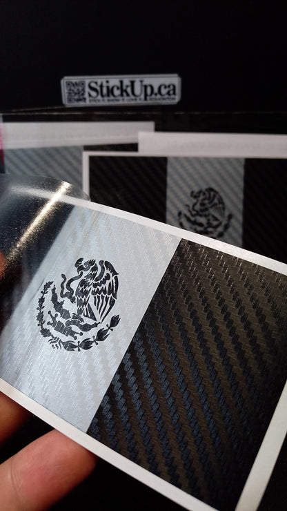 Mexico Flag Vinyl Decal – Carbon Fiber Style – 5.5” – Weatherproof & Handmade