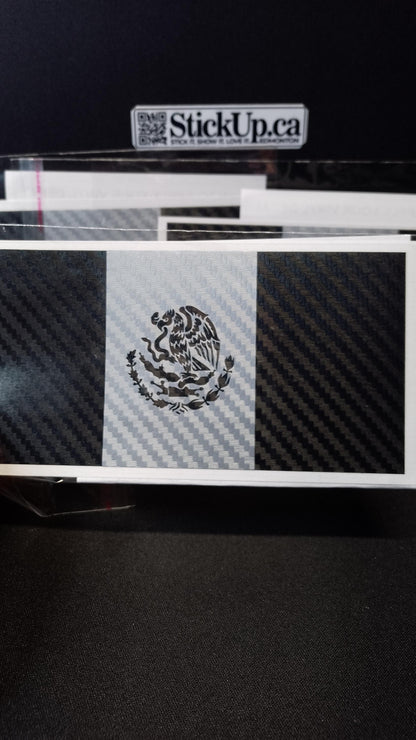 Mexico Flag Vinyl Decal – Carbon Fiber Style – 5.5” – Weatherproof & Handmade