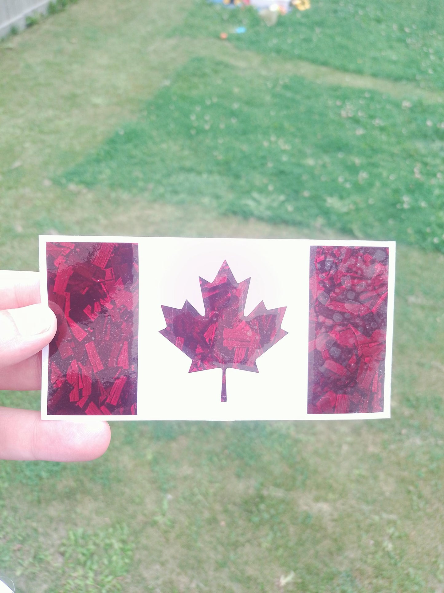 Canada Flag Vinyl Decal – Forged Carbon Fiber – 5.5” – Red, Blue, Black, Black & Gold