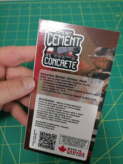 Concrete Worker Sticker Pack 20+ – Waterproof Vinyl – Hard Hat/Toolbox – Free Shipping