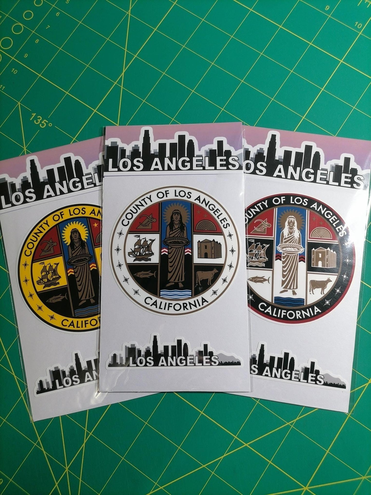 Los Angeles Vinyl Decal Set: Waterproof LA County Seal Stickers