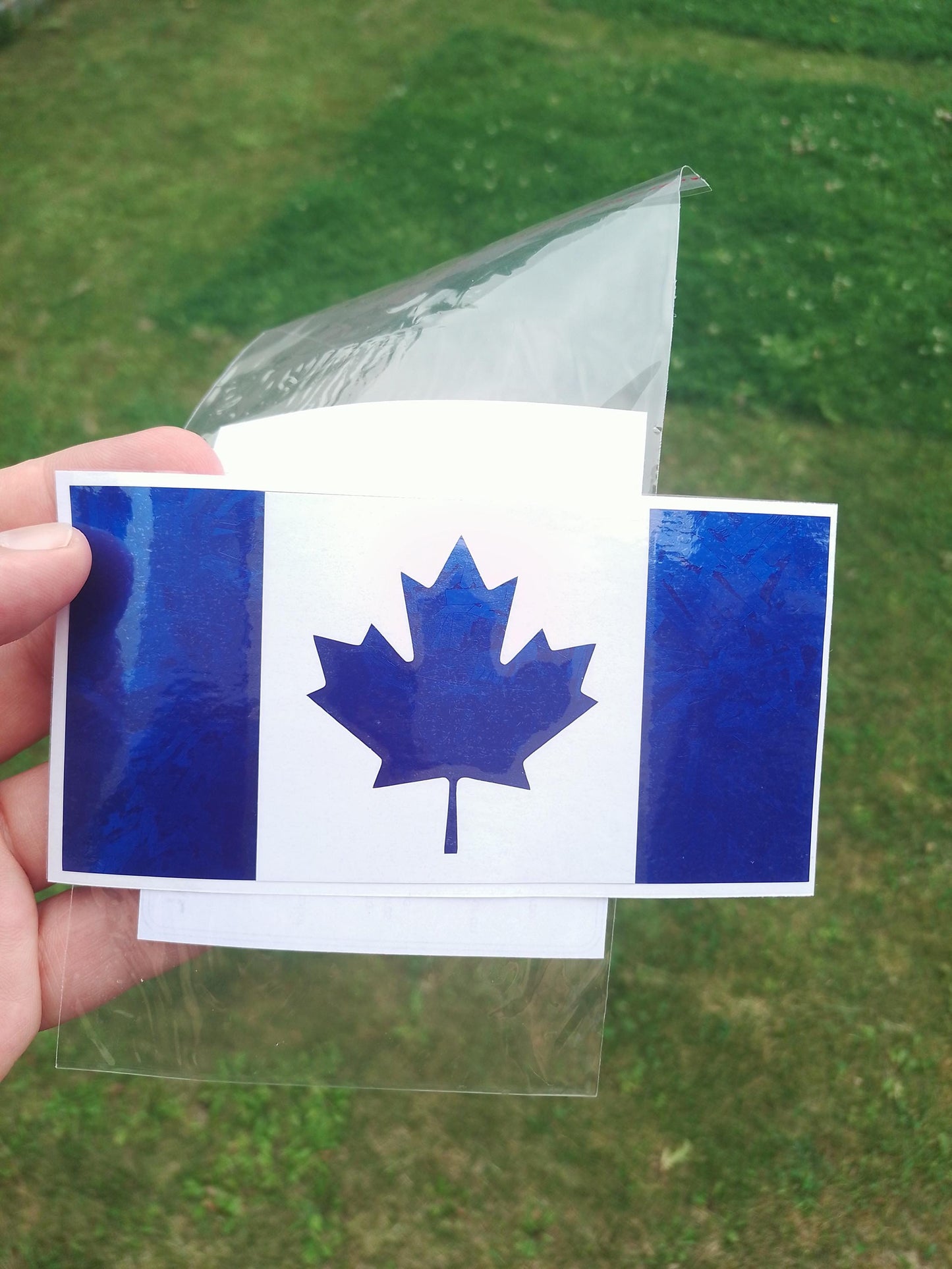 Canada Flag Vinyl Decal – Forged Carbon Fiber – 5.5” – Red, Blue, Black, Black & Gold