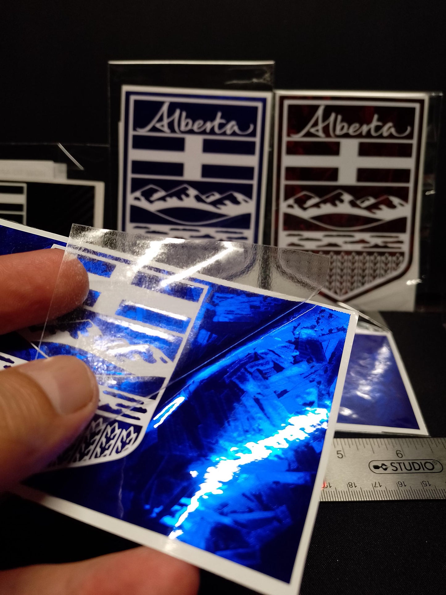 Alberta Crest Vinyl Decal – Carbon Fiber or Forged Finish – 5.5” – Handmade Weatherproof Sticker
