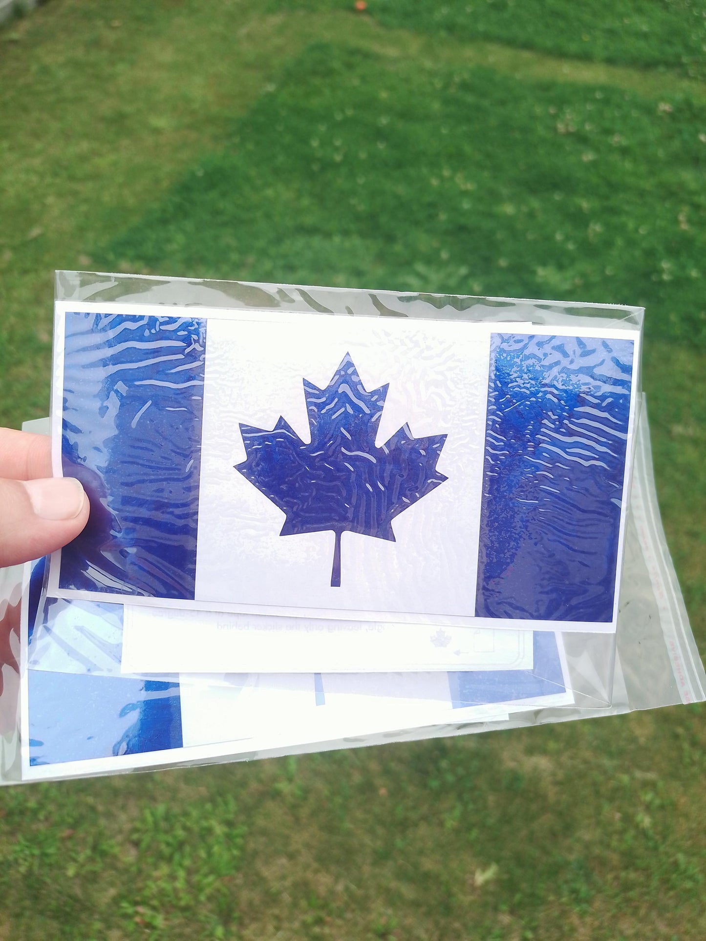 Canada Flag Vinyl Decal – Forged Carbon Fiber – 5.5” – Red, Blue, Black, Black & Gold