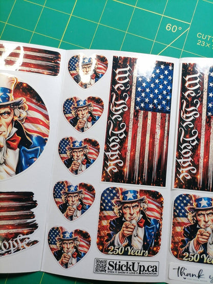 USA 250 Patriotic Sticker Pack – 30+ Waterproof Vinyl Stickers