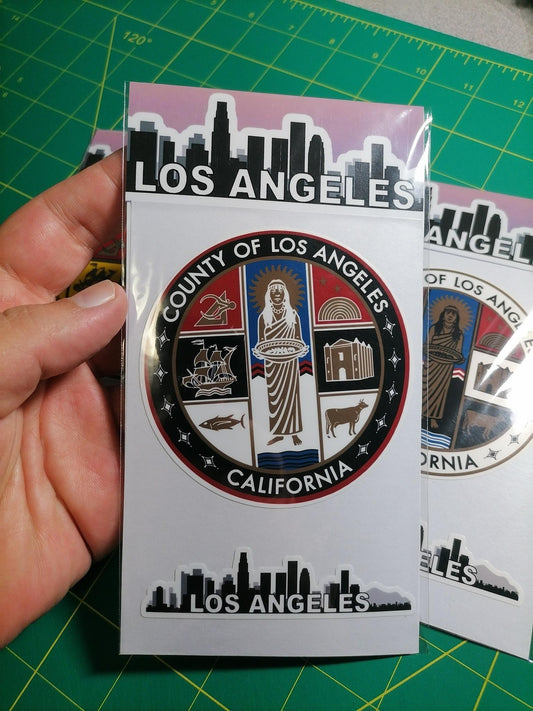 Los Angeles Vinyl Decal Set: Waterproof LA County Seal Stickers