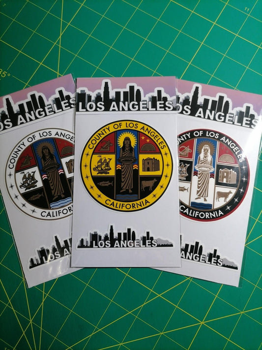 Los Angeles Vinyl Decal Set: Waterproof LA County Seal Stickers