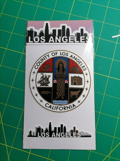 Los Angeles Vinyl Decal Set: Waterproof LA County Seal Stickers