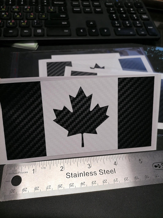 Canadian Maple Leaf Carbon Fiber Decal – Black & White Vinyl