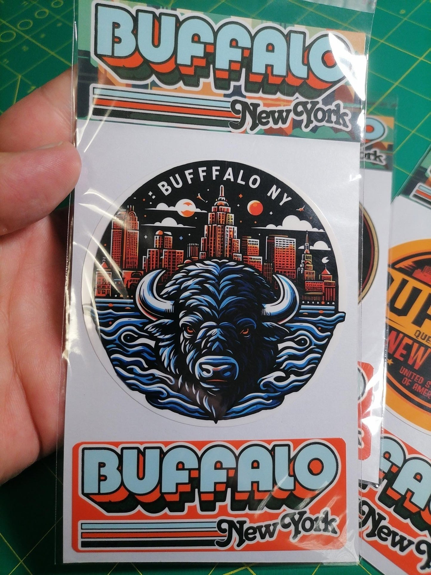 Buffalo New York Sticker Set: Retro City Emblem, Vinyl Decals