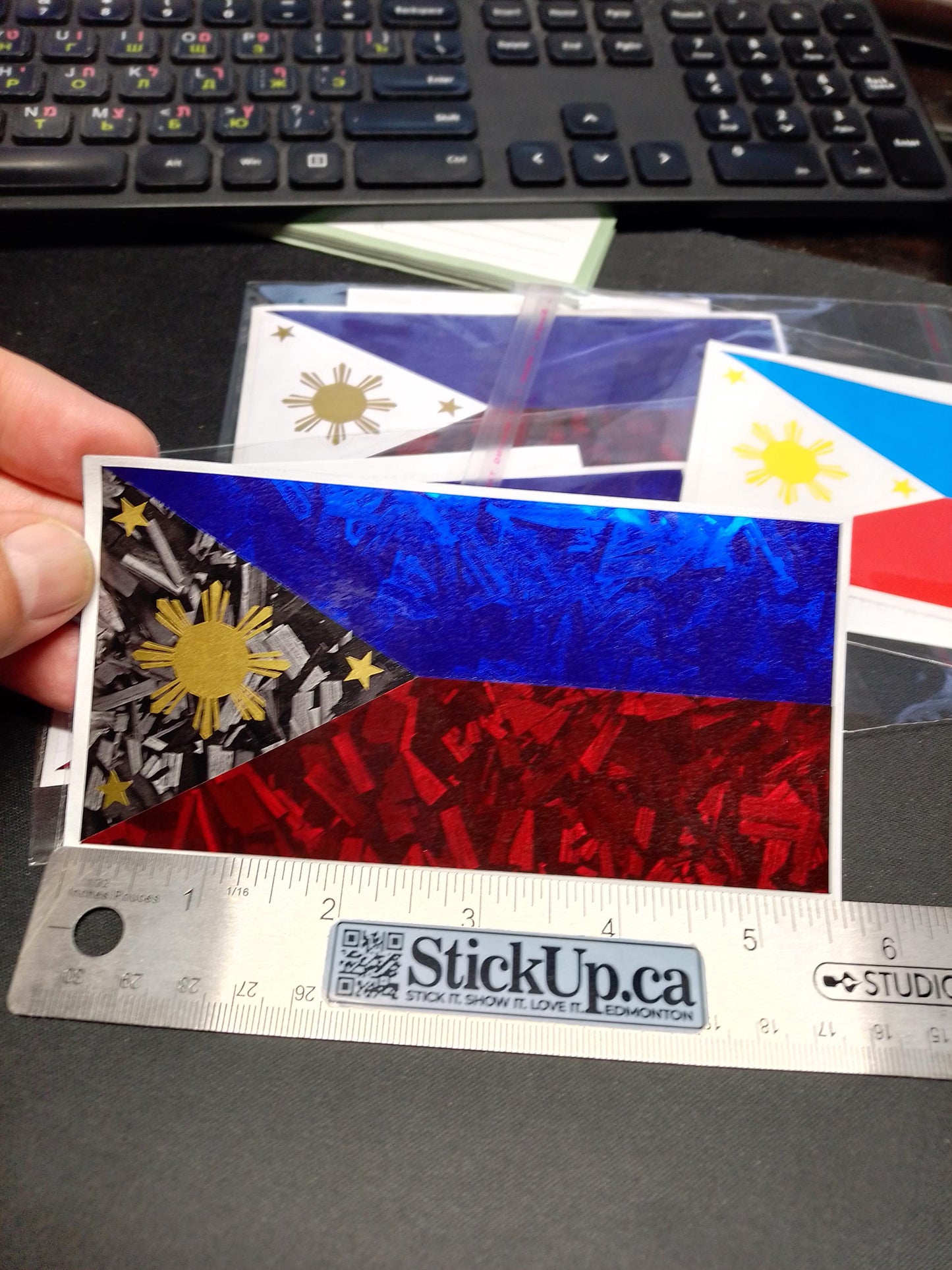Philippines Flag Vinyl Decal – Forged Carbon & Classic Options – 5.5” x 3” – Weatherproof Sticker