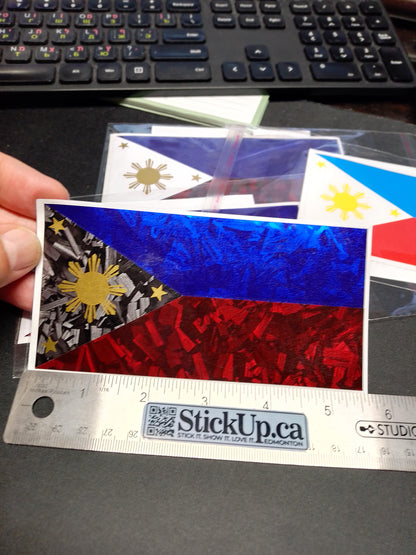 Philippines Flag Vinyl Decal – Forged Carbon & Classic Options – 5.5” x 3” – Weatherproof Sticker