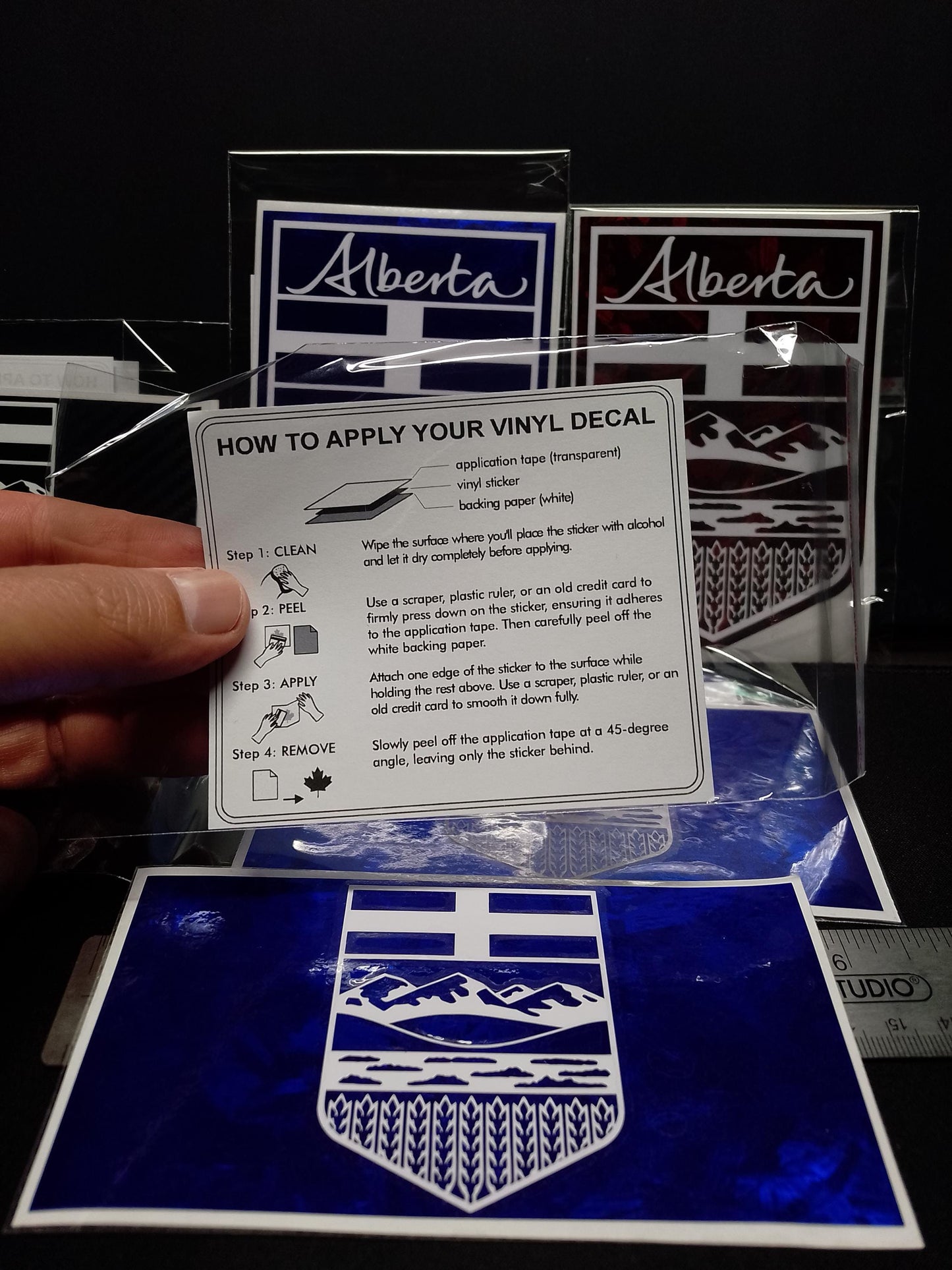 Alberta Crest Vinyl Decal – Carbon Fiber or Forged Finish – 5.5” – Handmade Weatherproof Sticker