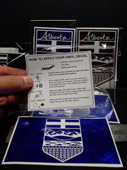 Alberta Crest Vinyl Decal – Carbon Fiber or Forged Finish – 5.5” – Handmade Weatherproof Sticker