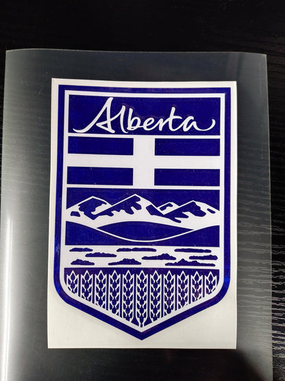 Alberta Crest Vinyl Decal: Forged Carbon Fiber Style - 3.5" x 5"