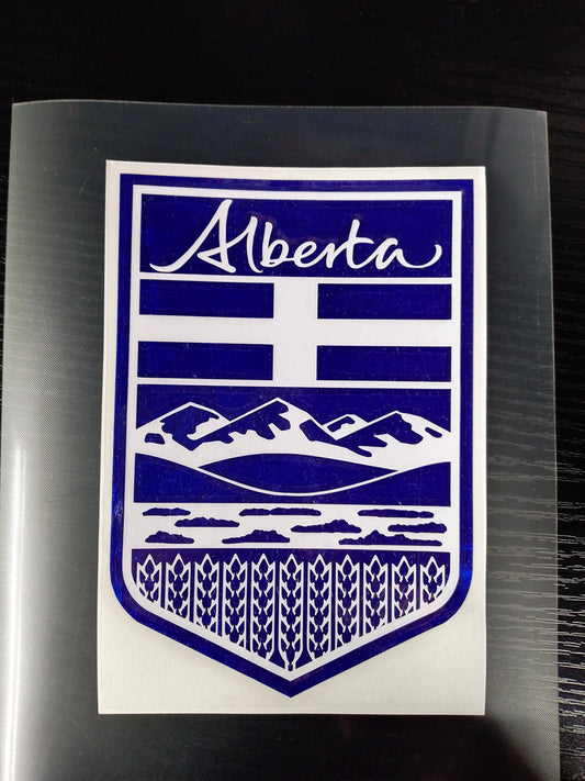 Alberta Crest Vinyl Decal: Forged Carbon Fiber Style - 3.5" x 5"