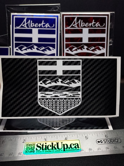 Alberta Crest Vinyl Decal – Carbon Fiber or Forged Finish – 5.5” – Handmade Weatherproof Sticker