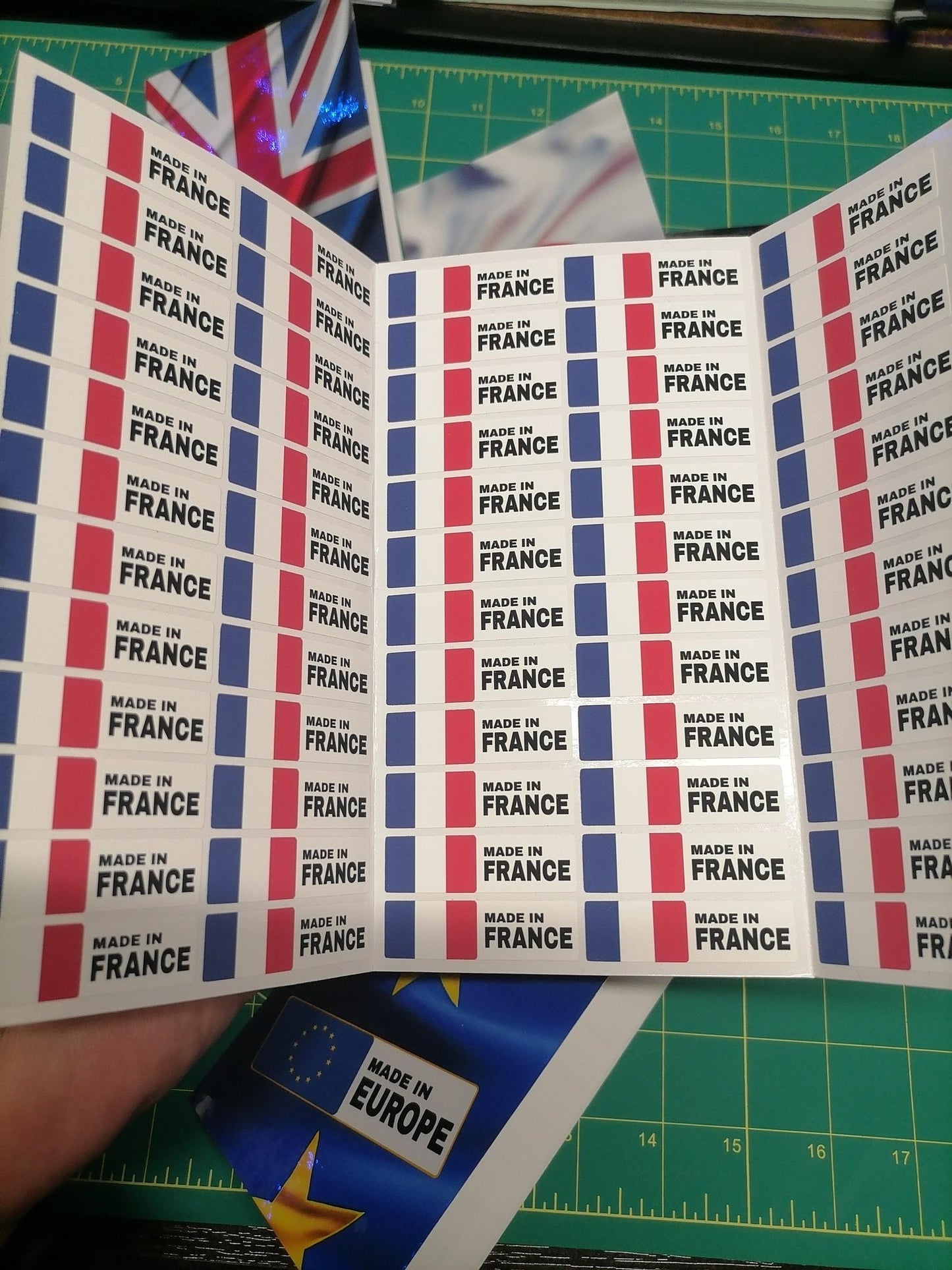 Made-In Country Flag Mini Labels – Waterproof Vinyl Stickers – 60 or 120 Pack