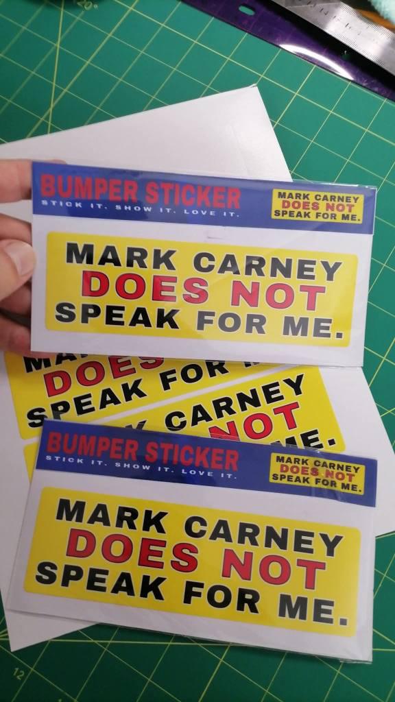 Mark Carney “Does Not Speak For Me” Bumper Sticker – Waterproof Vinyl