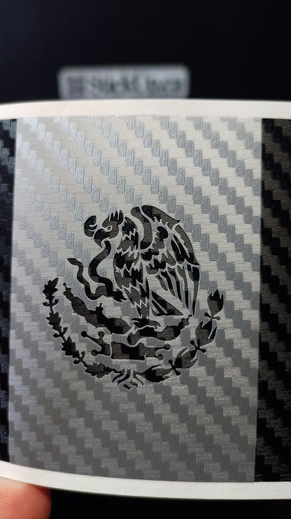 Mexico Flag Vinyl Decal – Carbon Fiber Style – 5.5” – Weatherproof & Handmade