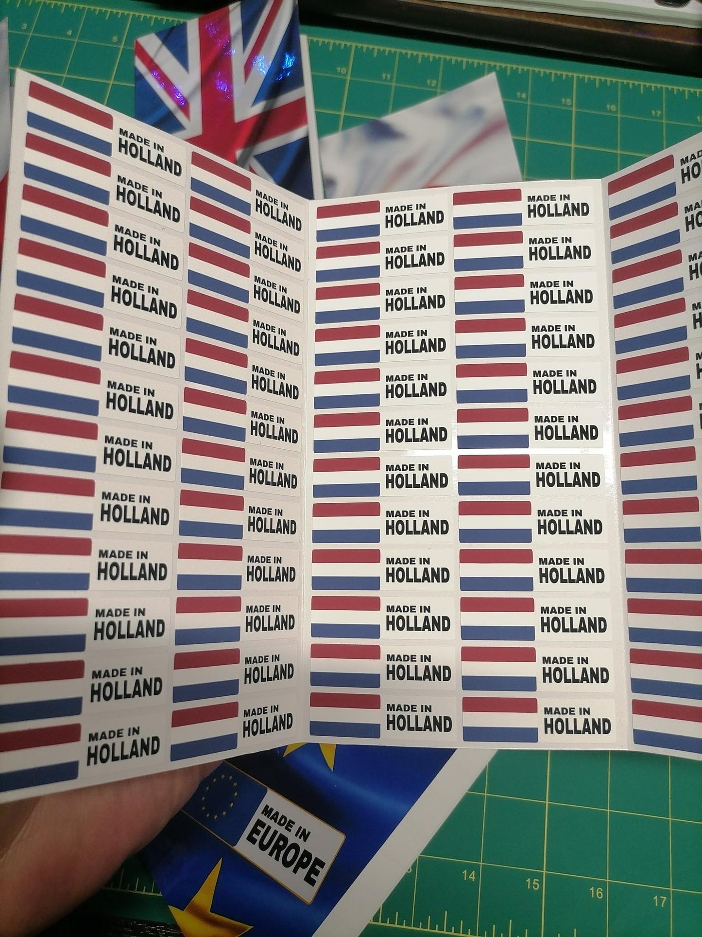 Made-In Country Flag Mini Labels – Waterproof Vinyl Stickers – 60 or 120 Pack