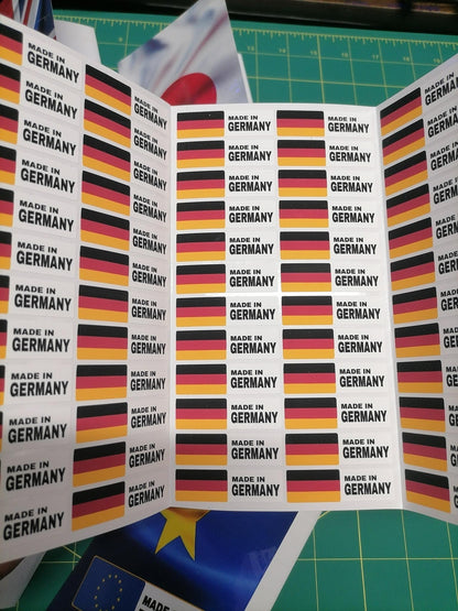 Made-In Country Flag Mini Labels – Waterproof Vinyl Stickers – 60 or 120 Pack