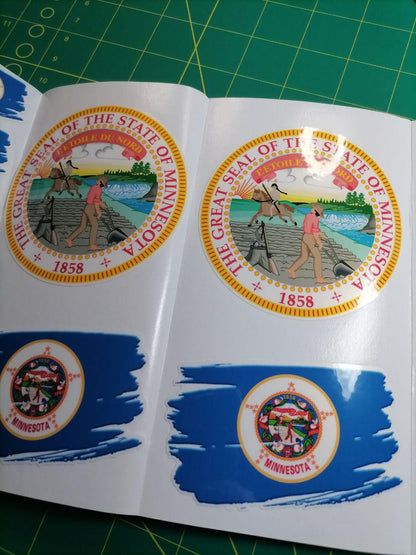 Minnesota Flag Sticker Pack (Old & New Styles) – Free Worldwide Shipping!