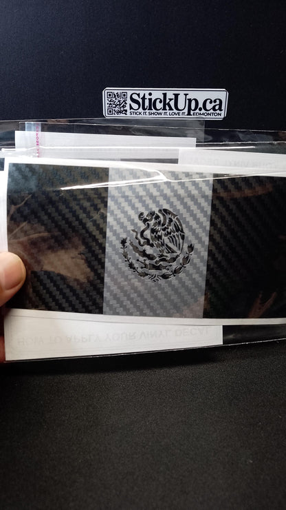 Mexico Flag Vinyl Decal – Carbon Fiber Style – 5.5” – Weatherproof & Handmade
