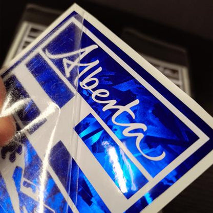 Alberta Crest Vinyl Decal: Forged Carbon Fiber Style - 3.5" x 5"