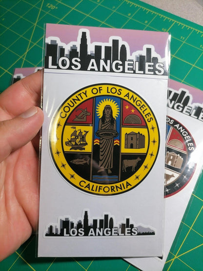 Los Angeles Vinyl Decal Set: Waterproof LA County Seal Stickers