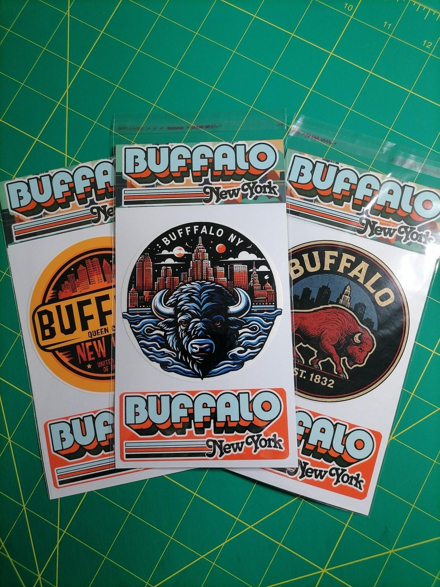 Buffalo New York Sticker Set: Retro City Emblem, Vinyl Decals