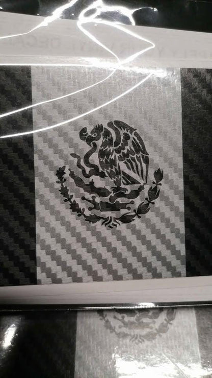 Mexico Flag Vinyl Decal – Carbon Fiber Style – 5.5” – Weatherproof & Handmade