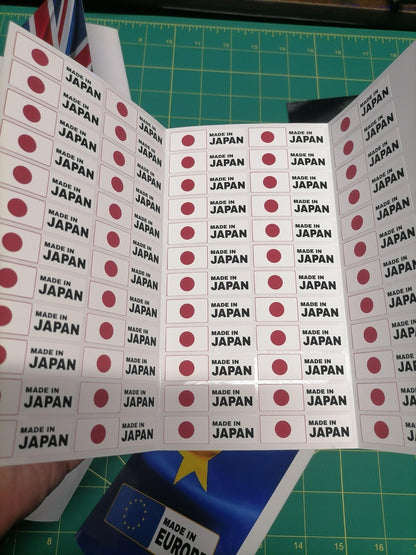 Made-In Country Flag Mini Labels – Waterproof Vinyl Stickers – 60 or 120 Pack