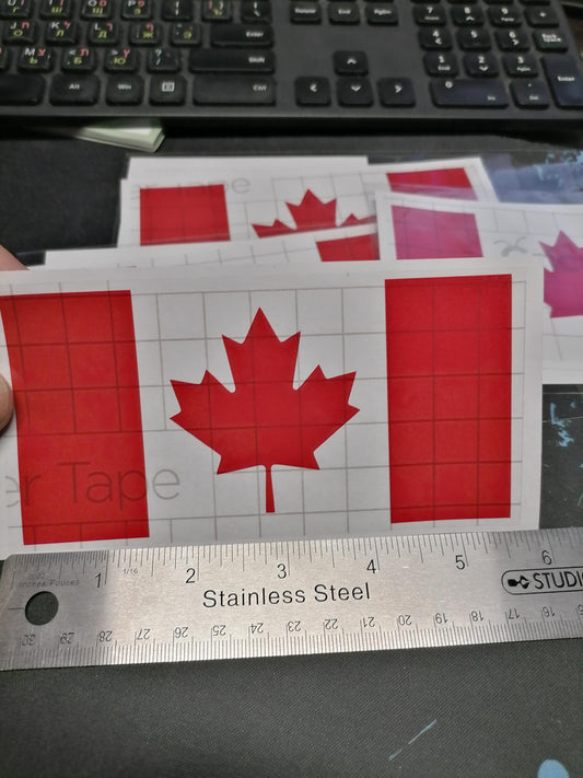 Red Gloss Canadian Flag Decal: Waterproof Vinyl Sticker (5.5” x 2.7”)