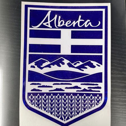 Alberta Crest Vinyl Decal: Forged Carbon Fiber Style - 3.5" x 5"